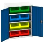 Heavy Duty Budget Plastic Parts Bins Verso bin cupboard with 3 shelves, 8 bins.WxDxH: 800x550x1000mm. Available in 4 colours_SKU-16926450.11