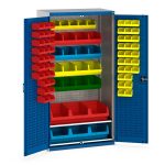 Metal Stationary Cupboard- Cubio cupboard louvre door louvre back 2 shelves 81 bin. WxDxH: 1050x650x2000mm. Available in 4 colours_SKU-40021130.11V