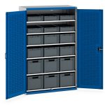 Small Parts Storage Cabinet - Parts Bin Storage - cubio cupboard louvre doors, 6 shelves 18 eurobox.WxDxH: 1300x650x2000mm. Available in 4 colours_SKU-40022066.11V