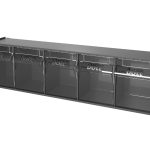 Tilt Storage Boxes with 5 compartments with perfo holding brackets.WxDxH: 600x142x168mm plastic RAL 7016_SKU-2513018.19