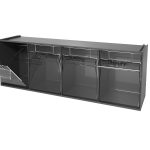 Tilt Bins for Small Parts with 4 compartments with perfo holding brackets - WxDxH: 600x178x206mm plastic RAL 7016_SKU-2513019.19