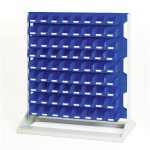 Louvre panel rack double sided & bin kit with 6 panels, 144x blue bins.WxDxH: 1000x550x1125mm in 4 powder coated colours SKU_16917228.11