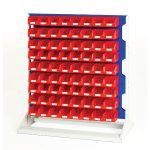 Louvre panel rack double sided & bin kit with 6 panels, 144x red bins.WxDxH: 1000x550x1125mm in 4 powder coated colours SKU_16917229.11