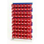 Louvre panel rack double sided & bin kit with 10 panels, 120x red bins.WxDxH: 1000x550x1775mm in 4 powder coated colours SKU_16917232.11
