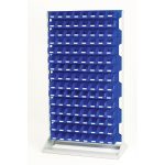 Louvre panel rack single sided & bin kit with 5 panels, 120x blue bins.WxDxH: 1000x550x1775mm in 4 powder coated colours SKU_16917328.11