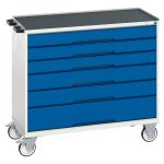 1m wide Heavy Duty Storage Cabinet with wheels - Verso mobile cabinet with 6 drawers and top tray.WxDxH: 1050x550x965mm. _SKU-16927055.11