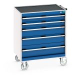 800mm wide drawers on castors - cubio mobile cabinet with 5 drawers & top tray / mat.WxDxH: 800x650x985mm. _SKU-40402059.11V