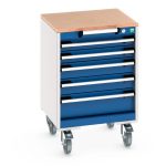 Bott cubio mobile cabinet with 5 drawers with worktop - WxDxH: 525x525x790mm. _SKU-40402135.11V