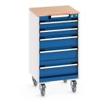 Mobile Drawer Table - cubio mobile cabinet with 5 drawers & multiplex worktop.WxDxH: 525x525x990mm. _SKU-40402139.11V