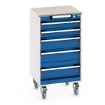 525mm wide Bott Mobile Cabinet - cubio mobile cabinet with 5 drawers & lino worktop.WxDxH: 525x525x990mm. _SKU-40402140.11V