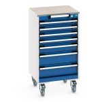Bott Moveable Cabinet with drawers - cubio mobile cabinet with 7 drawers & lino worktop.WxDxH: 525x525x990mm. _SKU-40402142.11V