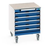 650 mmm wide Mobile Storage with Drawers - cubio mobile cabinet with 5 drawers & lino worktop.WxDxH: 650x650x790mm. _SKU-40402146.11V