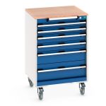 6 Drawer Mobile Cabinets - cubio mobile cabinet with 6 drawers & multiplex worktop.WxDxH: 650x650x990mm. _SKU-40402151.11V