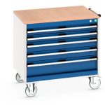 Mobile Cabinets Storage from Bott - cubio mobile cabinet with 5 drawers and multiplex worktop.WxDxH: 800x650x790mm. _SKU-40402153.11V