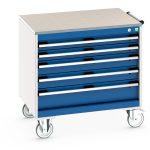 Heavy Duty Drawers Cabinet for Industry - cubio mobile cabinet with 5 drawers & lino worktop.WxDxH: 800x650x790mm. _SKU-40402154.11V