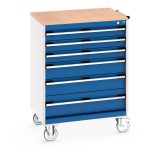 Cabinet Storage with rollers - cubio mobile cabinet with 6 drawers & multiplex worktop.WxDxH: 800x650x1090mm. _SKU-40402159.11V