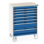 Mobile Worktop Bench Cabinet - cubio mobile cabinet with 7 drawers and lino worktop.WxDxH: 800x650x1090mm. _SKU-40402162.11V