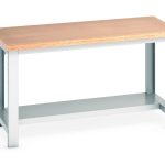 Industrial Workbench (mpx) with half depth shelf.WxDxH: 1500x750x840mm Heavy Duty Industrial Workbench RAL 7035_SKU-41003085.16V