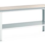 Engineering Workbenches - cubio framework bench adj height (lino) with full depth shelf.WxDxH: 2000x750x740-1140mm RAL 7035_SKU-41003510.16V