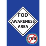 Blue FOD awareness zone signs
