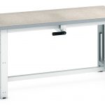 Lino Top Cubio stepless adjustable height bench manual with lino worktop.WxDxH: 1500x750x840-1140mm Heavy Duty Industrial Workbench RAL 7035_SKU-41003575.16