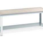 Industrial Heavy Duty Workbench(lino) with half depth shelf.WxDxH: 2000x900x840mm RAL 7035_SKU-41004039.16V