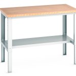 Heavy Duty Steel Workbench with half depth - WxDxH: 1500x900x740-1140mm Heavy Duty Industrial Workbench RAL 7035_SKU-41004129.16V