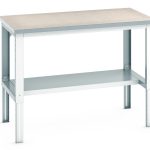 Heavy Duty Steel Workbench adj height - WxDxH: 1500x900x740-1140mm RAL 7035_SKU-41004130.16V