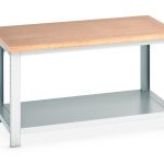 150cm wide Industrial Workbench(mpx) with full base shelf.WxDxH: 1500x900x840mm Heavy Duty RAL 7035_SKU-41004133.16V