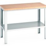 Heavy Duty Steel Workbench - adj height (mpx) with full base shelf.WxDxH: 1500x900x740-1140mm RAL 7035_SKU-41004137.16V