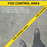 FOD Area Zone Floor Marking Sign Strips (60mm x 3m) - Pack of 5    SKU-F2968